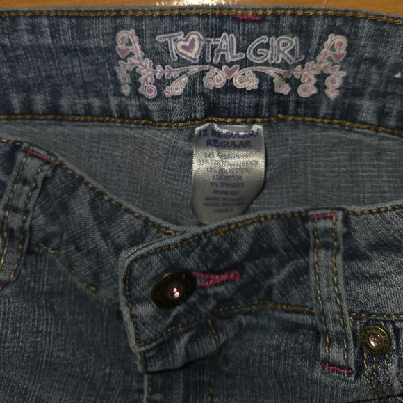 Girls Sz 12R Total Girl Embroidered Boho Stretch Jeans - Picture 4 of 6